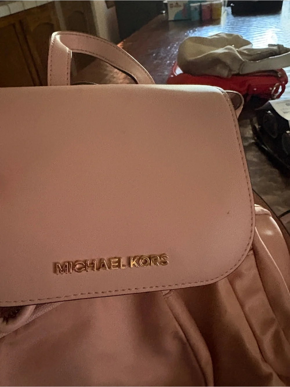 Michael Kors Blush Pink Leather Backpack with Gold Hardware